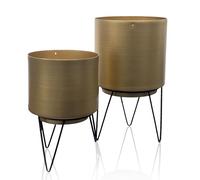 HOME DECO FACTORY Lot de 2 Pots de Fleur Filaire en Métal Déco Doré
