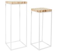 HOME DECO FACTORY Lot de 2 Sellettes Gigognes Bois et Métal Marron