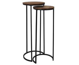 HOME DECO FACTORY Lot de 2 Sellettes Gigognes Softness Table et Bureau Noir | Lot de 2 sellettes gigognes, collection Softness, table d'appoint et bureau, gain de place, 32,5x80x32,5 cm, noir et marron