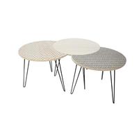 The Home Deco Factory - Table gigogne pieds fils (Lot de 3) Beige et noir Beige et noir G