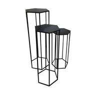 HOME DECO FACTORY, Lot de 3 Tables Gigognes Hautes, en Métal Noir, 60x30x26 cm, Forme Hexagonale, Style Contemporain, 3 Dimensions différentes, Sellette Console Décorative
