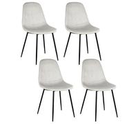 HOME DECO FACTORY - Lot de 4 chaises élégantes en Velours côtelé Gris Clair - Confort Optimal pour Salon ou Chambre - Dimensions 54x85x44 cm - Design Moderne et raffiné. - Collection Giulia
