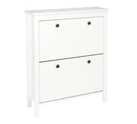 HOME DECO FACTORY Meuble à Chaussures 2 Portes Élégant et Moderne Blanc | Bois, meuble à chaussures, 2 portes, rangement élégant, entrée ou salon, moderne, 78x92x24,5 cm, blanc