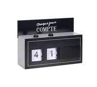 HOME DECO FACTORY - MO1318 Calendrier Flip Flap avec 22 Chiffres et Symboles - pour Projets Quotidiens - Dimensions 21 x 7.2 x 15.2 cm - Couleur Noir et Blanc