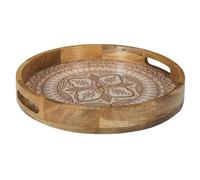 Home Deco Factory – Plateau rond KA0577 en manguier Ø35 cm Dune Terracotta marron/blanc/orange