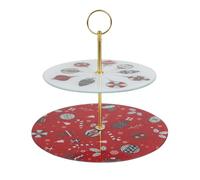 Home deco factory – Plateau de présentation 2 étages « Noël » 25 cm – Rouge