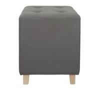 HOME DECO FACTORY - Pouf Assise Decoration Carre Romantique Capitonne Gris - Dimensions : 35X35X35 cm