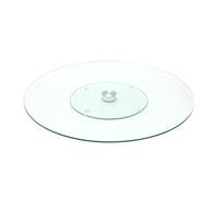 HOME DECO FACTORY Saveur et degustation - Ka1741 - Plateau de Table Rond Tournant Verre et Metal Acier Inoxydable Transparent