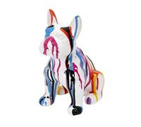 HOME DECO FACTORY Sculpture Bulldog en Céramique Coulures 20 cm Multicolore | Céramique, sculpture bulldog, effet coulures, 20 cm, objet décoratif, salon ou bureau, multicolore