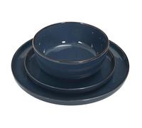 Home Deco Factory – Service de vaisselle KA0445 – 12 pièces en grès artisanal – Bleu