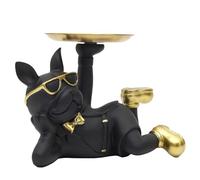 Home Deco Factory - Statue Bulldog HD0156 - Vide-poche résine noir et or, design moderne