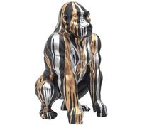 Generique – Statue Gorille « Coulure » Contemporaine – Métallisée Noir/Or/Argent – H45 cm
