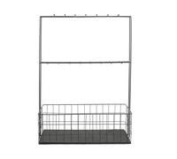 HOME DECO FACTORY Support Mural Mini Bar 16 Crochets Panier Noir