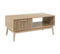 The Home Deco Factory – Table basse HD0089 en bois avec tiroir et rangement marron 100x43x50cm