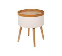 HOME DECO FACTORY Table D'Appoint Coffre Rond Blanc