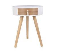 Home Deco Factory – Table de chevet Nora – Rond blanc – H46,5 x L35 x P35 cm