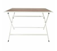 HOME DECO FACTORY Table en métal blanc effet bois Barcelone - 110 x 70 cm