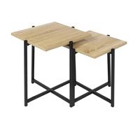 HOME DECO FACTORY - Table Gigogne Set de 2 - Design Moderne pour Salon ou Salle à Manger - Bois MDF - Dimensions 40 x 40 x 40 cm - Couleur Naturelle - Collection LOKA