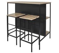 HOME DECO FACTORY - Table Îlot avec 2 Tabourets pour Salon ou Salle à Manger - Design Moderne - Dimensions 100 x 60 x 95 cm - Couleur Marron Noir - Modèle LOKA