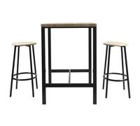 Home Deco Factory Table mange-debout LOKA – Style industriel Marron/Noir avec 2 tabourets H86×60×60cm