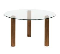 HOME DECO FACTORY Table Ronde en Verre Trempé Clara Repas Marron