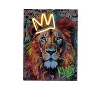 HOME DECO FACTORY - Tableau LED Lion - Décoration Murale Lumineuse Éclairage d'Ambiance en Plastique PVC - Design Moderne pour Chambre Enfant Salon - 30 x 40 cm - Multicolore