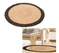 - Tapis rond en jute bord coloré 120 cm noir