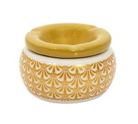 HOME DECO FACTORY - TB1049, Cendrier Marocain D8cm, Design et Ultra-Pratique, ce cendrier d'inspiration Orientale en Blanc et Or a Tout pour Vous plaire !