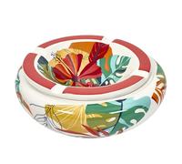 HOME DECO FACTORY, TB1121, Cendrier Floral en Céramique XXL, Design Élégant et Coloré, Blanc, Rouge, Multicolore, Idéal pour Intérieur et Extérieur, Facile à Nettoyer