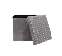 HOME DECO FACTORY The Cmhd3166 Coffre Rangement Pouf Pliable Gris M4, Lin 37,5 X 37,5 X 37,5 cm