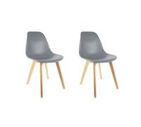 HOME DECO FACTORY The HD3076 Lot de 2 Chaises Scandinave - Conçu pour Intérieur Moderne Ou Classique - Bois de Hêtre - Dimensions 46,2 x 52 x 86,5 cm - Couleur Gris