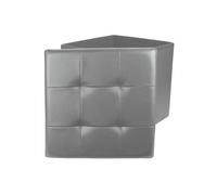 Home Deco Factory HD3401 Pouf Coffre de Rangement Pliable Carré Simili Cuir Capitonné Gris H38 x 38 x 38 cm