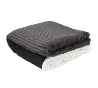 HOME DECO FACTORY The Plaid en Flanelle cotelé Doublure Sherpa 180 x 220 cm