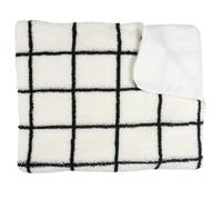 HOME DECO FACTORY, TX0094, Plaid Sherpa Doux à Carreaux Noir et Blanc, Idéal pour Canapé ou Lit, Textile d'Intérieur Confortable et Élégant, 130x160 cm, Blanc et Noir