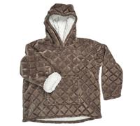 HOME DECO FACTORY, TX0275, Sweat Plaid Embossé Intérieur Sherpa Ultra-Doux, Confort et Élégance pour Soirées Cocooning, Idéal comme Jeté de Lit, Taille Unique, Marron