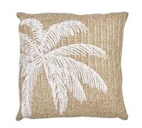 HOME DECO FACTORY, TX0294, Coussin Déhoussable Palmier 40x40 cm-Design Tropical Élégant, Confort Optimal, Housse Lavable, Idéal pour Salon ou Chambre-Marron et Blanc, Textile-Polyester
