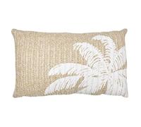 HOME DECO FACTORY - TX0295 Coussin Déhoussable Motif Palmier - Conçu pour Intérieur - 30 x 50 cm - Confort Optimal - Entretien Facile - Couleurs Marron et Blanc