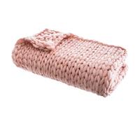 HOME DECO FACTORY – Plaid Grosse Maille Chunky Ultra doux Chaud Rose 150 x 120 cm
