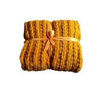 The home deco factory Plaid Couverture – Jaune, grosse maille, chaude, cocooning – 1,5x1,2m