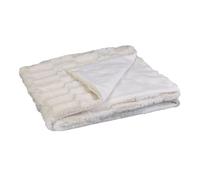 HOME DECO FACTORY - TX8116, Couverture en Piel Sintética con Asa de Transporte, Ideal para el Hogar, Suave y Cálida, Perfecta para Sofás y Camas, 120 x 150 cm, Blanca
