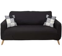Housse Extensible Canape Deux Places Noir Deco Textile d'interieur Plaid et Jete de Lit