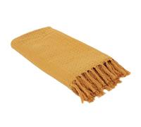 The Home Deco Factory - Jeté de canapé TX8159 - Coton gaufré 130 x 160 cm - Ocre