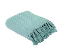 Jete de Canape Gaufre Vert D Eau 170X250cm Deco Textile d'interieur Plaid et Jete de Lit