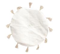 The home deco factory - Tapis rond en coton à pompons TX9033 90 cm Blanc cassé