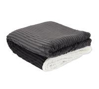 HOME DECO FACTORY The Plaid en Flanelle cotelé Doublure Sherpa 180 x 220 cm