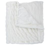 HOME DECO FACTORY - TX9447 - Plaid en Polyester Imitation Fourrure Luxury - Doux et Confortable - Conçu pour Canapé ou Lit - 140 x 200 cm - Blanc - Idée Cadeau