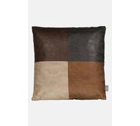 HOME DECO FACTORY, TX9455, Coussin Patchwork Déhoussable 40x40 cm, Design Original et Coloré, Textile Polyester, Idéal pour Salon, Chambre ou Entrée, Multicolore, Brown