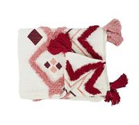 HOME DECO FACTORY - TXO0058, Jeté de canapé Ethnique en Coton, Design Original et Pratique, Conçu pour Votre décoration intérieure, Dimensions 130x150 cm, Couleur Rose