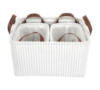 HOME_DECO_FACTORY WHITE STORAGE BASKET X3 H20CM