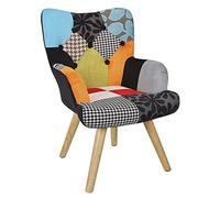 HOME DECO KIDS - Fauteuil Helsinki Enfant Style Scandinave - Tissu Patchwork - Dossier Incurvé - Confortable et Élégant - Multicolore - 59x70x72 cm - Modèle Helsinki